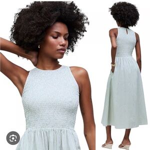 NWT Madewell The Melody Smocked Midi Dress Pistachio Green